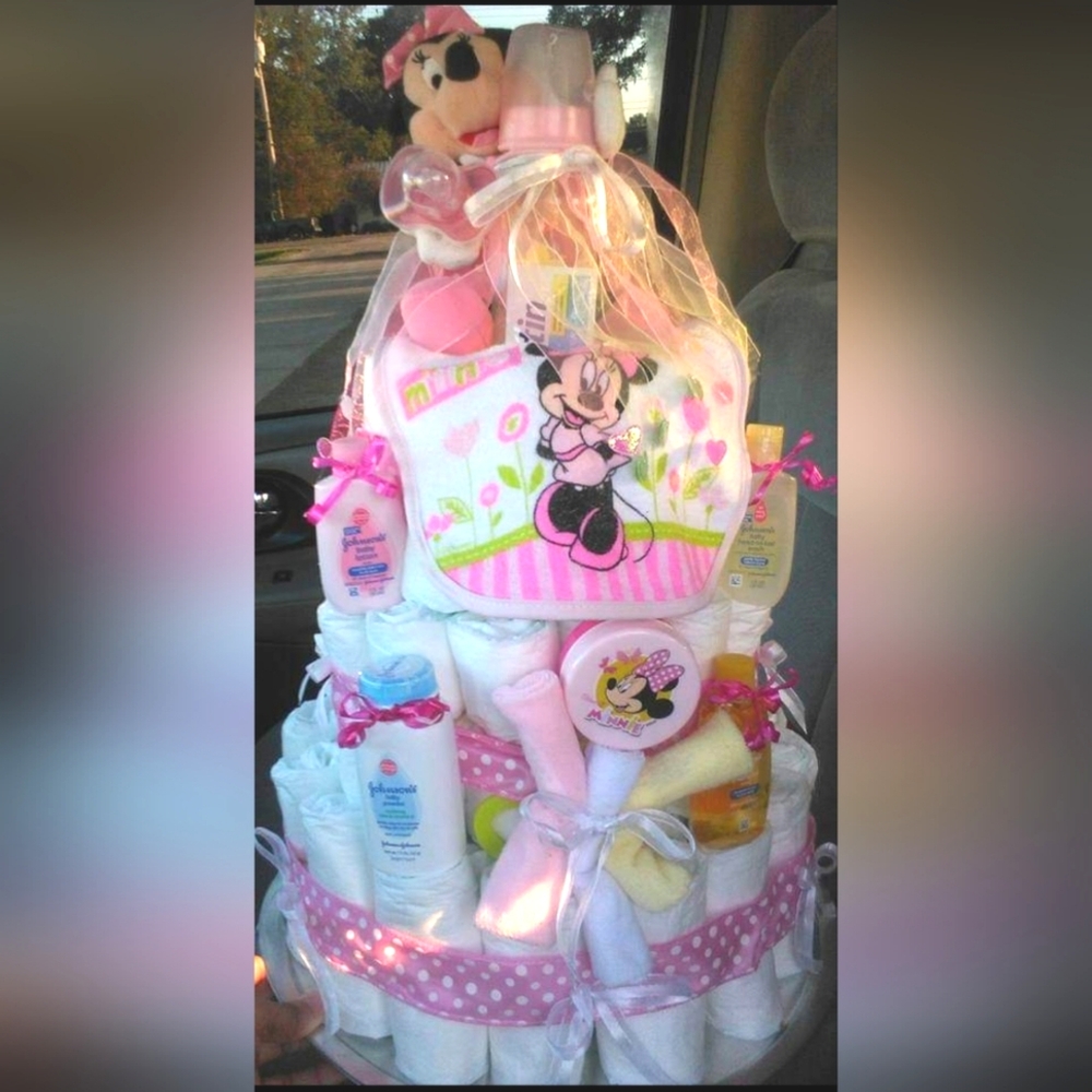 Baby Girl Minnie Mouse Diaper Cake